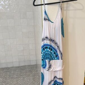 Blue and White Midi Dress